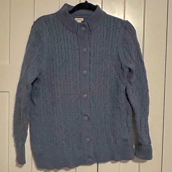 L.L. Bean Sweaters - Ladies‎ LL Bean Double L Cable Cardigan Sweater in Blue Cotton M